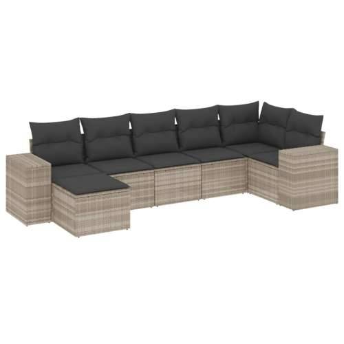 Vrtna garnitura - 7-dijelni set vrtnih sofa svjetlosivi od poliratana - Svjetlosiva i tamnosiva Bez stola 1 Cijena