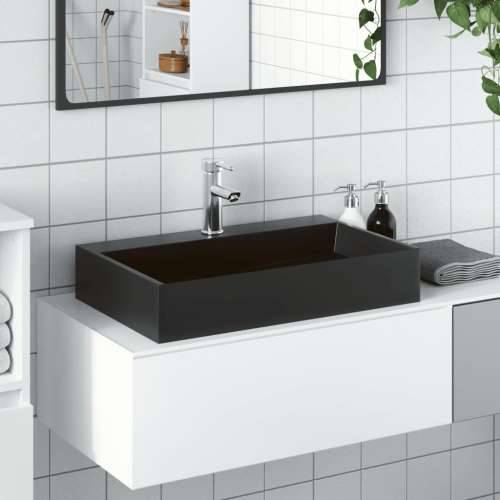 Lavabo - Umivaonik od lijevanih minerala i mramora 60x38x11 cm mat crni - Crna 60 x 38 x 11 cm Cijena
