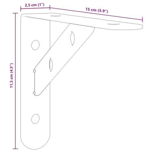 Nosači za police 4 kom 15x2,5x11,5 cm srebrni nehrđajući čelik - Crna 15 x 2.5 x 11.5 cm 1 Cijena