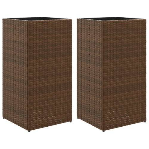 Vrtne sadilice 2 kom smeđa 40 x 40 x 80 cm od poliratana - Smeđa 40 x 40 x 80 cm 2 Cijena