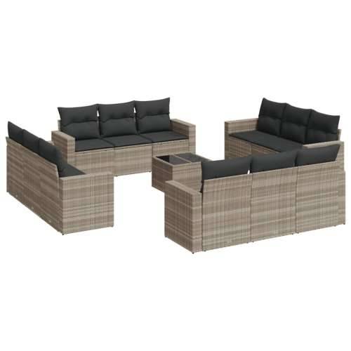 Vrtna garnitura - 13-dijelni set vrtnih sofa poliratan s jastucima svijetlosivi - Svjetlosiva Sa stolom 1 Cijena