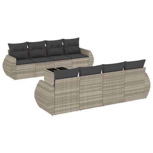 Vrtna garnitura - 9-dijelni set vrtnih sofa od poliratana s jastucima svjetlosivi - Svjetlosiva 1 Cijena