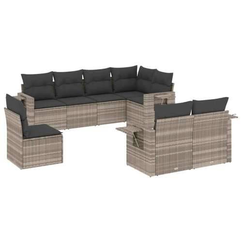 Vrtna garnitura - 8-dijelni set vrtnih sofa od poliratana s jastucima svjetlosivi - Svjetlosiva Bez stola 1 Cijena
