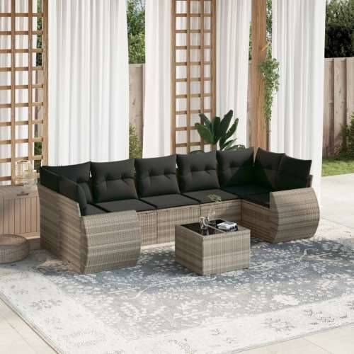 Vrtna garnitura - 8-dijelni set vrtnih sofa od poliratana s jastucima svjetlosivi - Svjetlosiva 1 Cijena