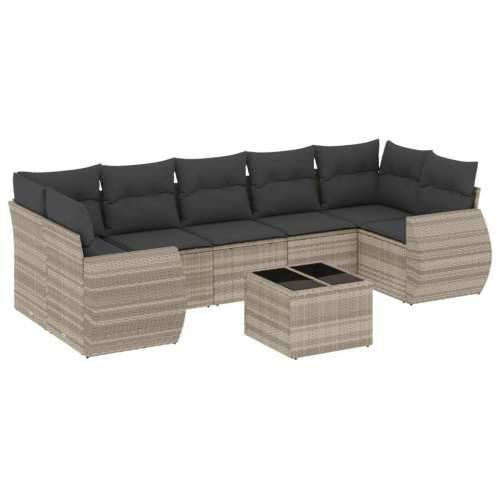 Vrtna garnitura - 8-dijelni set vrtnih sofa od poliratana s jastucima svjetlosivi - Svjetlosiva 1 Cijena