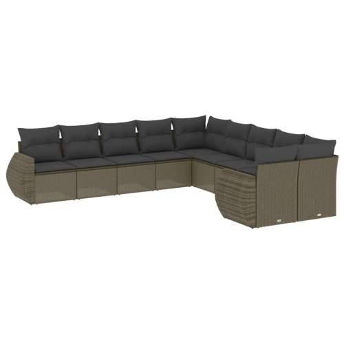 Vrtna garnitura - 10-dijelni set vrtnih sofa poliratan s jastucima svijetlosivi - Svjetlosiva i tamnosiva Bez stola 1 Cijena