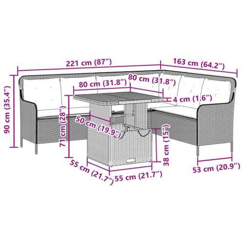 Vrtna garnitura - 2-dijelni set vrtnih sofa od poliratana s jastucima bež - bež i siva 80 x 80 x 40/71 cm 1 Cijena