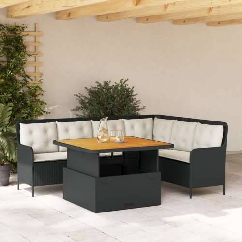 2-dijelna vrtna garnitura od poliratana s jastucima crna - Crna 110 x 110 x 40/71 cm 1 Cijena