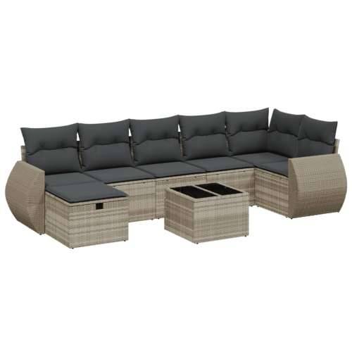 Vrtna garnitura - 8-dijelni set vrtnih sofa od poliratana s jastucima svjetlosivi - Svjetlosiva bez spremišta 7 Cijena