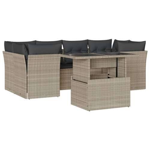 Vrtna garnitura - 7-dijelni set vrtnih sofa svjetlosivi od poliratana - Svjetlosiva 7 Cijena