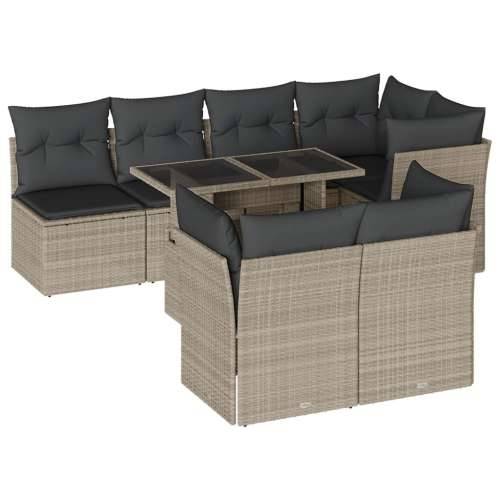 Vrtna garnitura - 8-dijelni set vrtnih sofa od poliratana s jastucima svjetlosivi - Svjetlosiva 8 Cijena