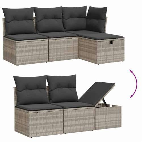 Vrtna garnitura - 6-dijelni set vrtnih sofa od poliratana s jastucima svjetlosivi - Svjetlosiva bez spremišta 1 Cijena