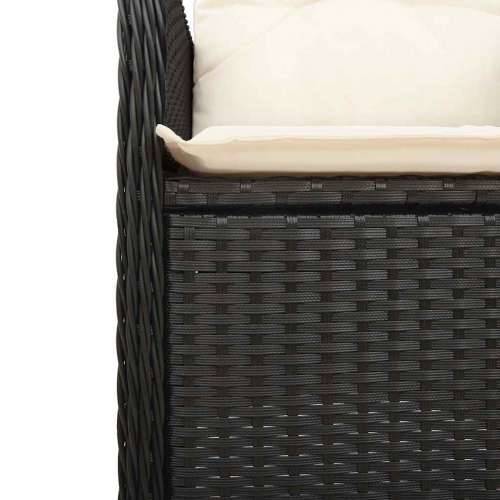 9-dijelni vrtni bistro set od poliratana s jastucima crni - 190 x 90 x 75 cm Sa naslonom za noge 8 Cijena