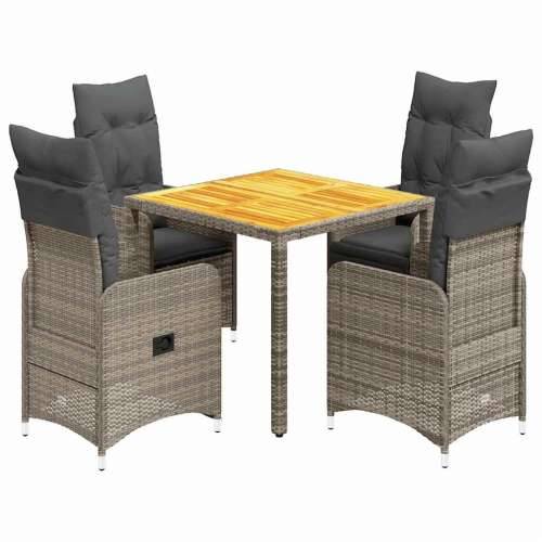 5-dijelni vrtni bistro set od poliratana s jastucima sivi - 90 x 90 x 75 cm Sa naslonom za noge 4 Cijena
