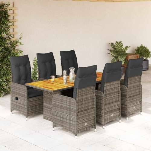 7-dijelni vrtni bistro set od poliratana s jastucima sivi - 190 x 80 x 75 cm Bez naslona za noge 6 Cijena
