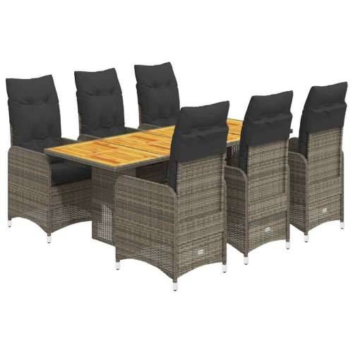 7-dijelni vrtni bistro set od poliratana s jastucima sivi - 190 x 80 x 75 cm Bez naslona za noge 6 Cijena