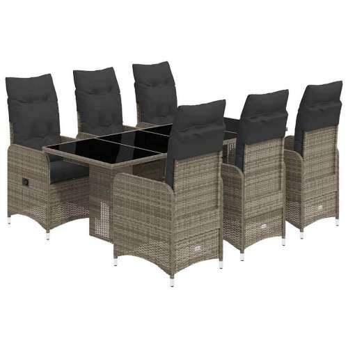 7-dijelni vrtni bistro set od poliratana s jastucima sivi - 190 x 80 x 75 cm Bez naslona za noge 6 Cijena