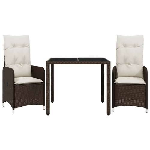 3-dijelni vrtni bistro set od poliratana s jastucima smeđi - 90 x 90 x 75 cm Bez naslona za noge 2 Cijena