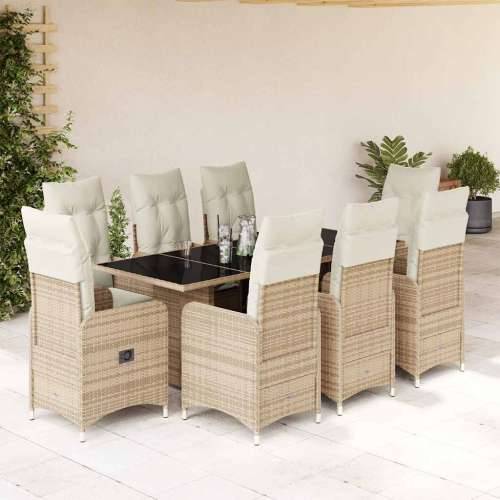 9-dijelni vrtni bistro set od poliratana s jastucima bež - 190 x 80 x 75 cm Bez naslona za noge 8 Cijena