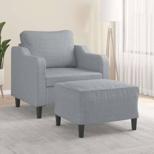 Fotelja s tabureom svjetlosiva 60 cm od tkanine - Svjetlosiva Cijena