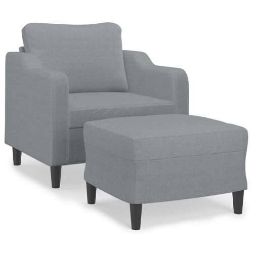Fotelja s tabureom svjetlosiva 60 cm od tkanine - Svjetlosiva Cijena