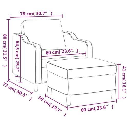 Fotelja s tabureom svjetlosiva 60 cm od tkanine - Svjetlosiva Cijena