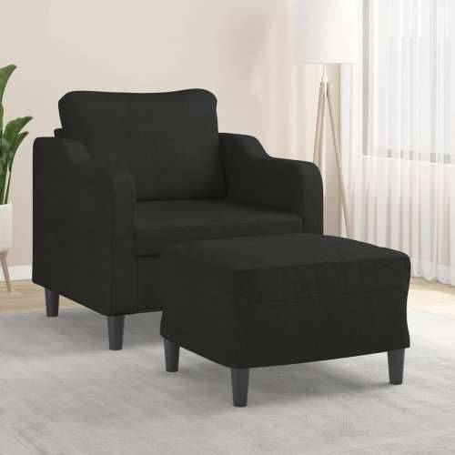 Fotelja s tabureom crna 60 cm od tkanine - Crna Cijena