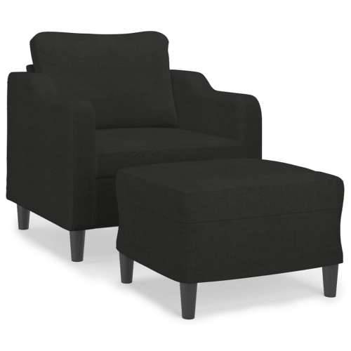 Fotelja s tabureom crna 60 cm od tkanine - Crna Cijena