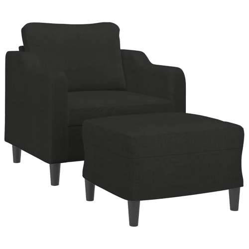 Fotelja s tabureom crna 60 cm od tkanine - Crna Cijena