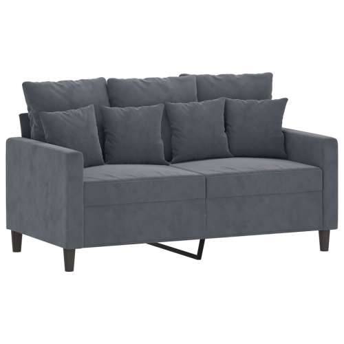 3-dijelni set sofa s jastucima tamnosivi baršunasti - Tamno siva s jastučićima i tabureom Cijena