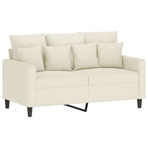3-dijelni set sofa s jastucima krem baršunasti - Krema s jastučićima i tabureom Cijena