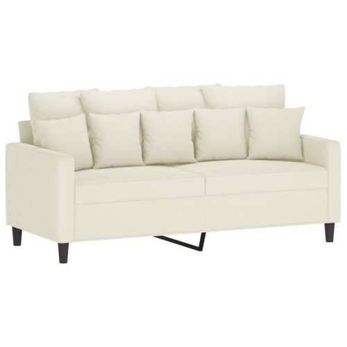 3-dijelni set sofa s jastucima krem baršunasti - Krema s jastučićima i tabureom Cijena
