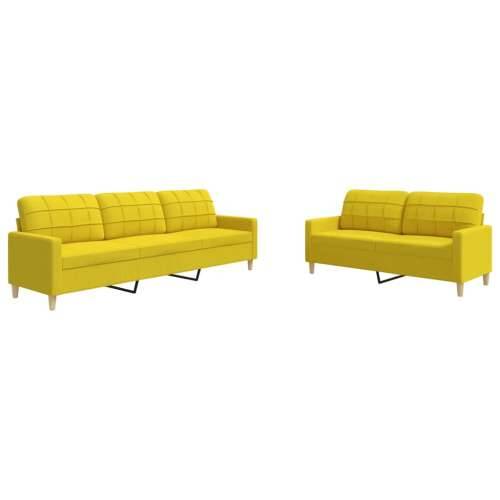 2-dijelni set sofa svjetložuti od tkanine - Svjetložuta Bez oslonca za noge Cijena
