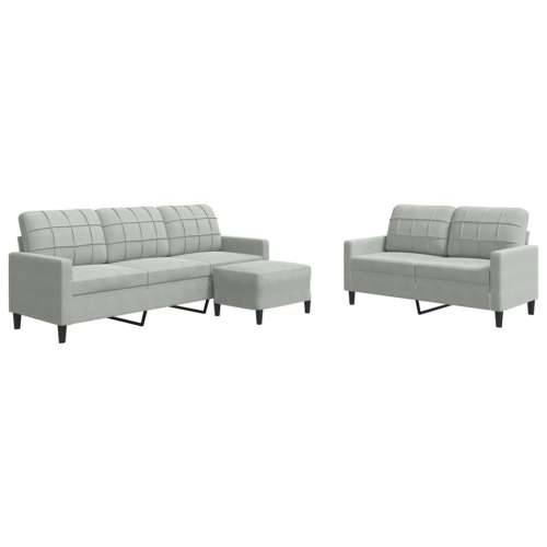 3-dijelni set sofa s jastucima svjetlosivi baršunasti - Svjetlosiva S osloncem za noge Cijena