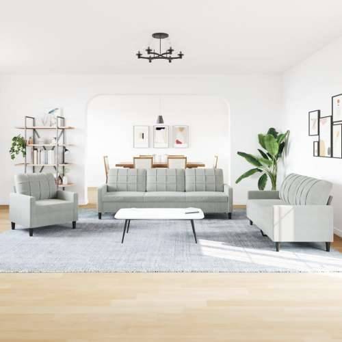 4-dijelni set sofa s jastucima svjetlosivi baršunasti - Svjetlosiva S osloncem za noge Cijena