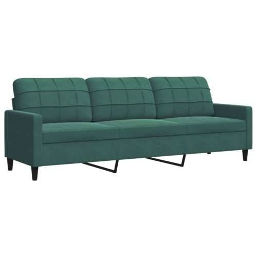 4-dijelni set sofa s jastucima tamnozeleni baršunasti - Tamnozelena S osloncem za noge Cijena