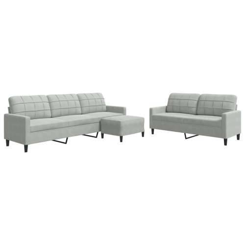3-dijelni set sofa s jastucima svjetlosivi baršunasti - Svjetlosiva S osloncem za noge Cijena