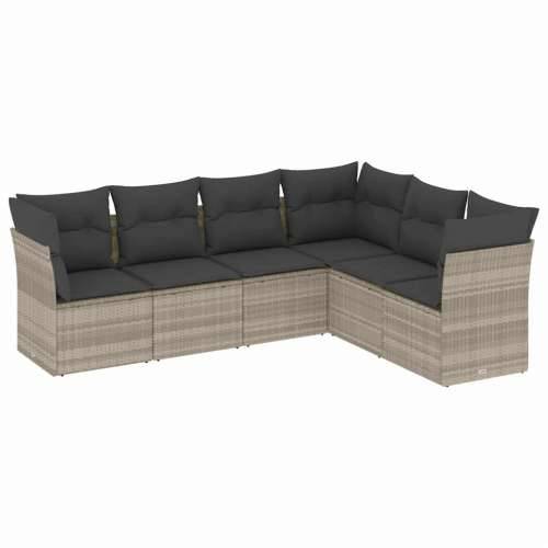 Vrtna garnitura - 6-dijelni set vrtnih sofa od poliratana s jastucima svjetlosivi - Svjetlosiva Bez stola 1 Cijena