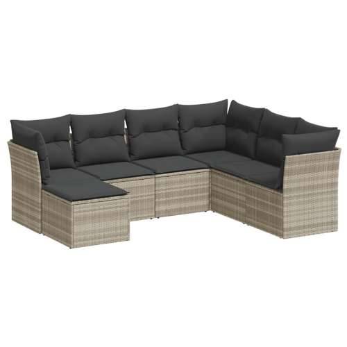 Vrtna garnitura - 7-dijelni set vrtnih sofa svjetlosivi od poliratana - Svjetlosiva Sa stolom 1 Cijena