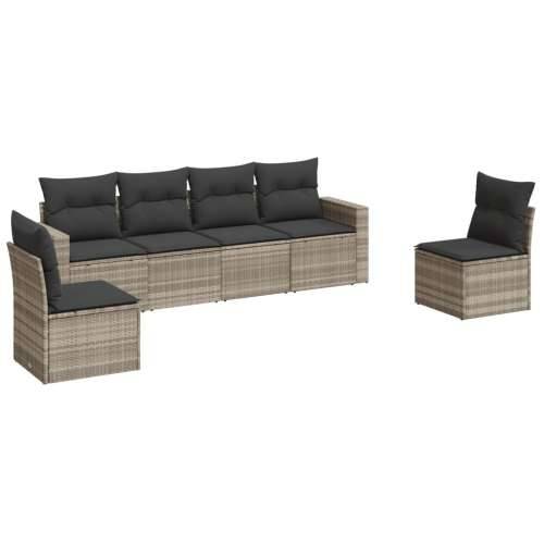 Vrtna garnitura - 6-dijelni set vrtnih sofa od poliratana s jastucima svjetlosivi - Svjetlosiva Bez stola 1 Cijena