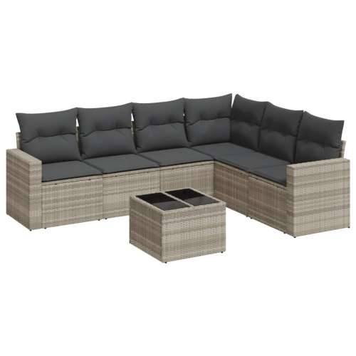 Vrtna garnitura - 7-dijelni set vrtnih sofa svjetlosivi od poliratana - Svjetlosiva Sa stolom 1 Cijena