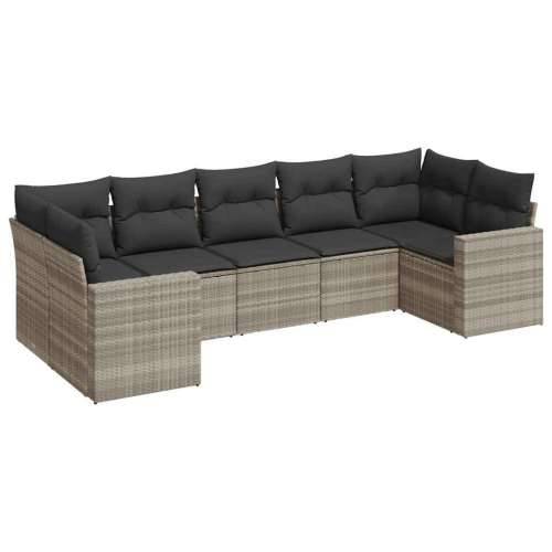 Vrtna garnitura - 7-dijelni set vrtnih sofa svjetlosivi od poliratana - Svjetlosiva 7 Cijena