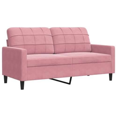 3-dijelni set sofa s jastucima ružičasti baršunasti - Ružičasta s jastucima i tabureom Cijena
