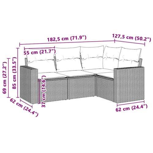 Vrtna garnitura - 4-dijelni set vrtnih sofa s jastucima svijetlosivi poliratan - Svjetlosiva 1 Bez stola Cijena