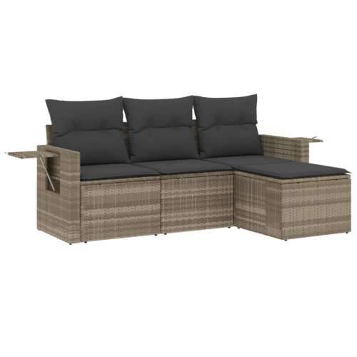 Vrtna garnitura - 4-dijelni set vrtnih sofa s jastucima svijetlosivi poliratan - Svjetlosiva Bez stola 1 Cijena