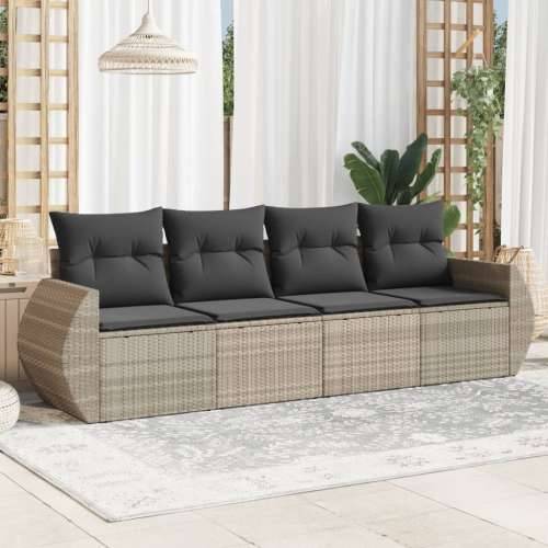 Vrtna garnitura - 4-dijelni set vrtnih sofa s jastucima svijetlosivi poliratan - Svjetlosiva Bez stola 1 Cijena