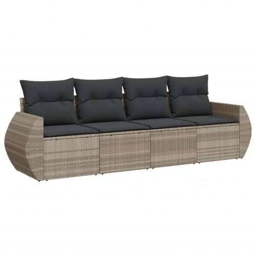 Vrtna garnitura - 4-dijelni set vrtnih sofa s jastucima svijetlosivi poliratan - Svjetlosiva Bez stola 1 Cijena
