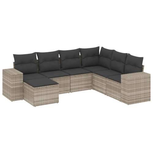 Vrtna garnitura - 7-dijelni set vrtnih sofa svjetlosivi od poliratana - Svjetlosiva i tamnosiva Bez stola 1 Cijena