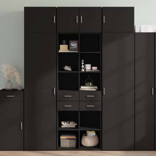 Omarić za pohranu crni 70 x 42,5 x 225 cm konstruirano drvo - Crna 1 Cijena
