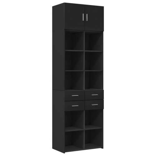 Omarić za pohranu crni 70 x 42,5 x 225 cm konstruirano drvo - Crna 1 Cijena